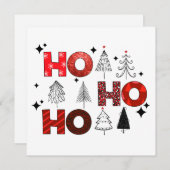 Ho Ho Ho Red Christmas Trees Winterurlaubskarte (Vorne/Hinten)
