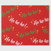 Ho Ho Ho Red Green White Yellow Stars Geschenkpapier (Flach)
