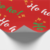Ho Ho Ho Red Green White Yellow Stars Geschenkpapier (Ecke)