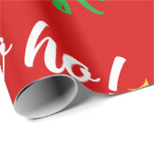 Ho Ho Ho Red Green White Yellow Stars Geschenkpapier (Rolleneckpunkt)