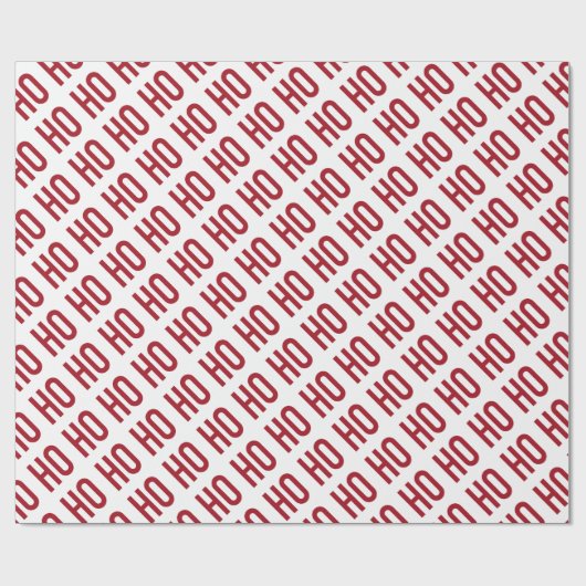 Ho Ho Ho Red White Pattern Weihnachten Geschenkpapier (Flach)