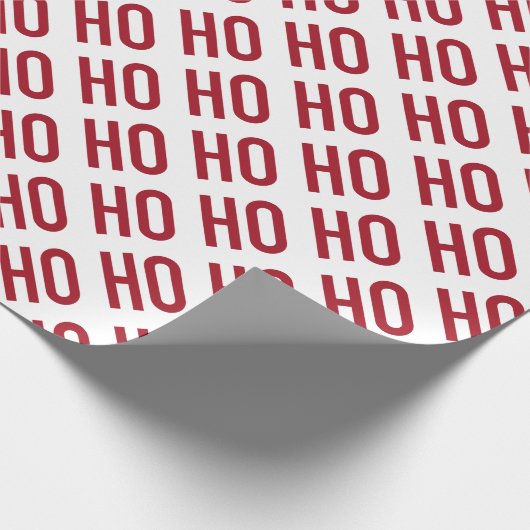 Ho Ho Ho Red White Pattern Weihnachten Geschenkpapier (Ecke)