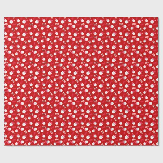 Ho Ho Ho Red & White Santa Claus Pattern Geschenkpapier (Flach)