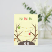 Ho Ho Ho Reindeer Postkarte (Stehend Vorderseite)
