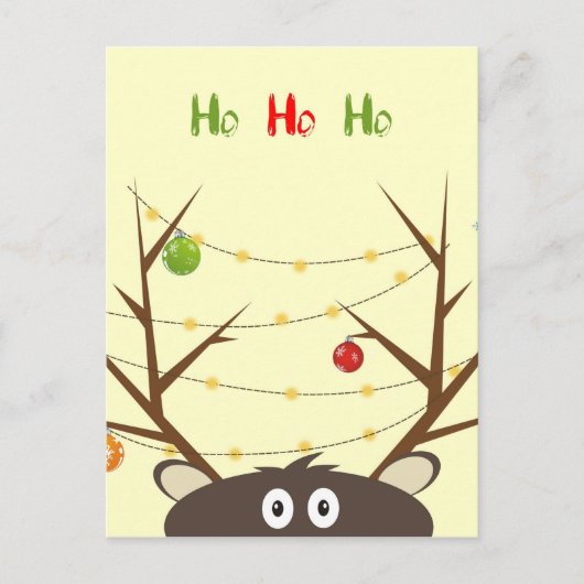 Ho Ho Ho Reindeer Postkarte (Vorderseite)