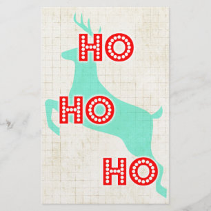 Ho ho ho Rentiere rot blau Weihnachten Vintage Briefpapier