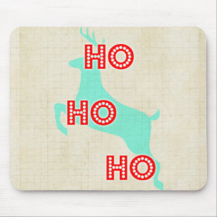 Ho ho ho Rentiere rot blau Weihnachten vintage Mousepad