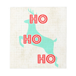 Ho Ho Ho Rentiere rot blau Weihnachten vintage Notizblock