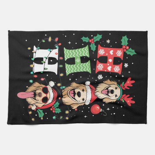 Ho Ho Ho Retriever Golden Weihnachten Geschirrtuch (Horizontal)