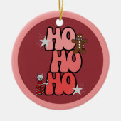 HO HO HO Retro Christmas Keramik Ornament (Vorne)