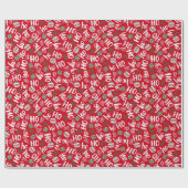 Ho Ho Ho Rote und grüne Weihnachtsbände Geschenkpapier (Flach)