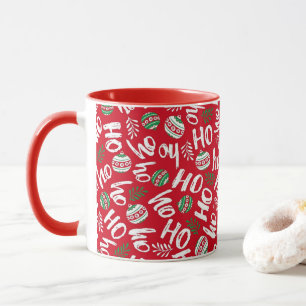 Ho Ho Ho Rote und grüne Weihnachtskugeln Helles Ro Tasse