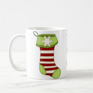 HO HO HO! Roter Streifen Weihnachts-Strumpf+Schnee Kaffeetasse