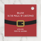 HO HO HO! Roter Weihnachtsbauch mit Gürtel und Bar Geschenkanhänger (Rückseite)