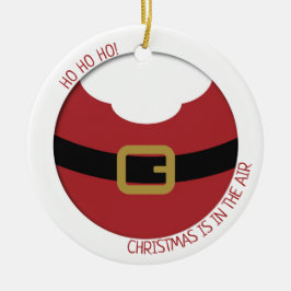 HO HO HO! Roter Weihnachtsbauch mit Gürtel und Bar Keramik Ornament