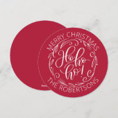 Ho Ho Ho Round Circle Flat Holiday Card Feiertagskarte (Vorne/Hinten)
