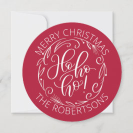 Ho Ho Ho Round Circle Flat Holiday Card Feiertagskarte