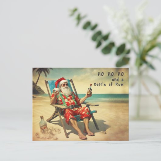Ho Ho Ho & Rum Postkarte (Stehend Vorderseite)