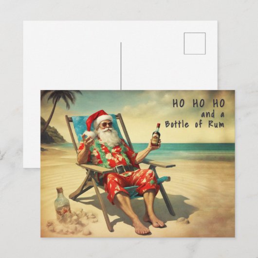 Ho Ho Ho & Rum Postkarte (Vorne/Hinten)