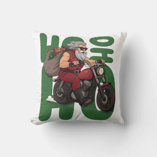 Ho Ho Ho Santa Biker Kissen (Vorderseite)