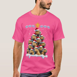 Ho Ho Ho Santa Capybara Weihnachtsbaum Sonnenunter T-Shirt