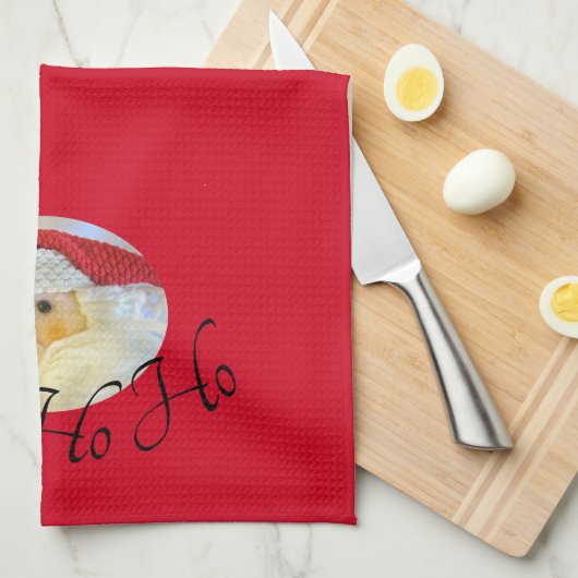 Ho Ho Ho Santa Claus Face Red Christmas Geschirrtuch (Viertel Falte)