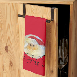 Ho Ho Ho Santa Claus Face Red Christmas Geschirrtuch