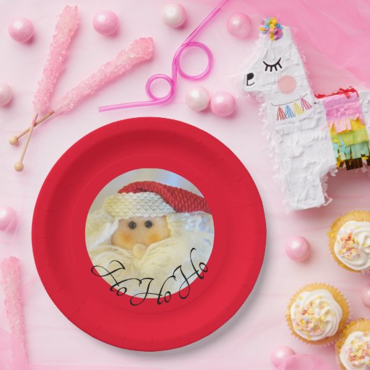 Ho Ho Ho Santa Claus Gesicht Niedlichen Roten Weih Pappteller (Party)