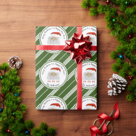 HO HO HO Santa Claus Green Lines Frohe Weihnachten Geschenkpapier