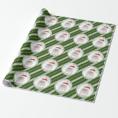 HO HO HO Santa Claus Green Lines Frohe Weihnachten Geschenkpapier (Ungerollt)