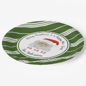 HO HO HO Santa Claus Green Lines Frohe Weihnachten Pappteller (Schrägansicht)