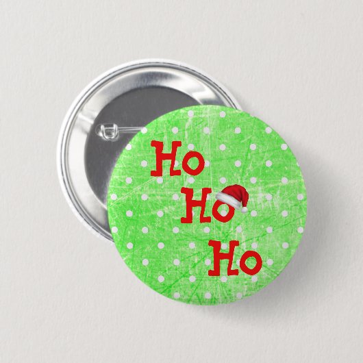 Ho Ho Ho Santa Claus Hat Button (Vorne & Hinten)