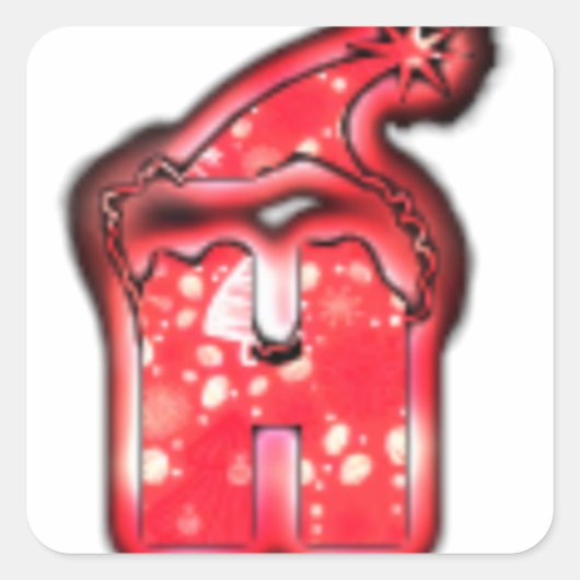 Ho Ho Ho! Santa Claus Hat Merry Christmas Star.png Quadratischer Aufkleber (Vorderseite)