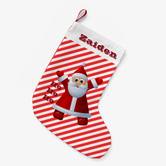 HO! HO! HO! Santa Claus Merry Christmas Candy Cane Kleiner Weihnachtsstrumpf (Vorderansicht (hängend))