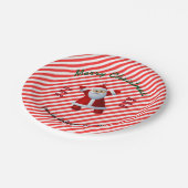 HO! HO! HO! Santa Claus Merry Christmas Candy Cane Pappteller (Schrägansicht)