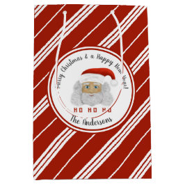 HO HO HO Santa Claus Red Lines Frohe Weihnachten Mittlere Geschenktüte