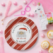 HO HO HO Santa Claus Red Lines Frohe Weihnachten Pappteller (Party)