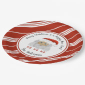 HO HO HO Santa Claus Red Lines Frohe Weihnachten Pappteller (Schrägansicht)