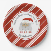 HO HO HO Santa Claus Red Lines Frohe Weihnachten Pappteller (Vorderseite)