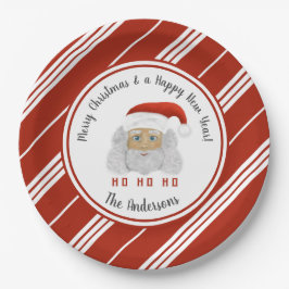 HO HO HO Santa Claus Red Lines Frohe Weihnachten Pappteller