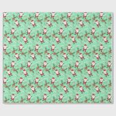 Ho Ho Ho Santa Claus Reindeer Candy Canes Pattern Geschenkpapier (Flach)