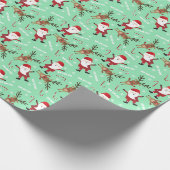 Ho Ho Ho Santa Claus Reindeer Candy Canes Pattern Geschenkpapier (Ecke)