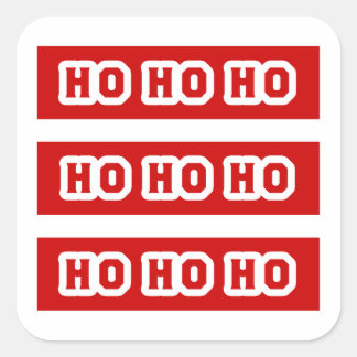 Ho Ho Ho (Santa Claus Says) Red Background Quadratischer Aufkleber