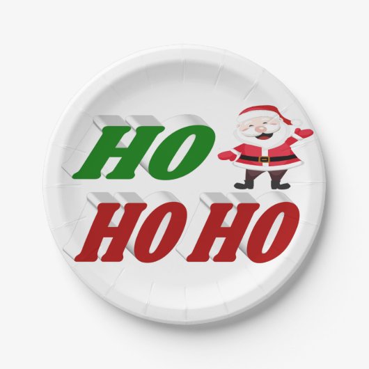 Ho Ho Ho Santa Claus Typografie Weihnachten Pappteller (Vorderseite)