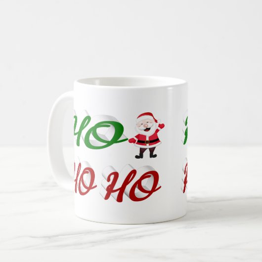 Ho Ho Ho Santa Claus Weihnachtshalbskript Kaffeetasse (Vorderseite Links)