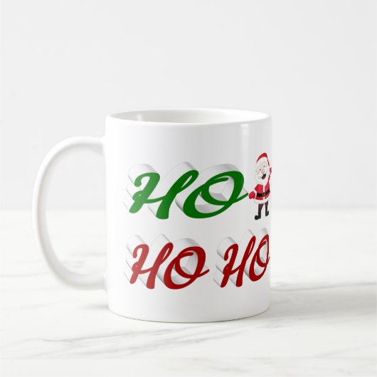 Ho Ho Ho Santa Claus Weihnachtshalbskript Kaffeetasse (Links)