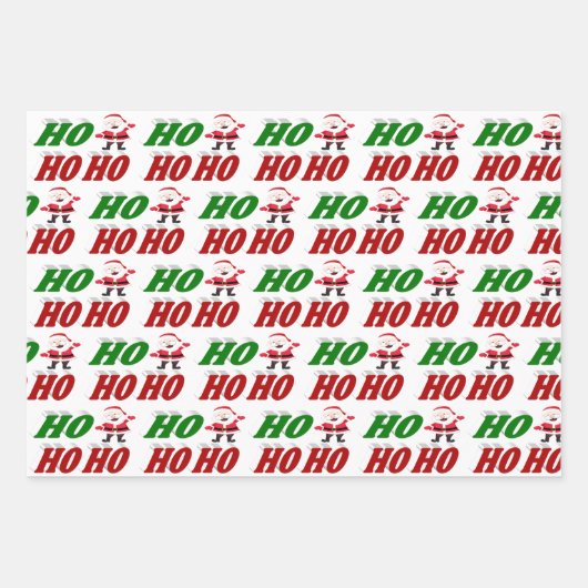 Ho Ho Ho Santa Claus Weihnachtstypografie Geschenkpapier Set (Vorderseite)