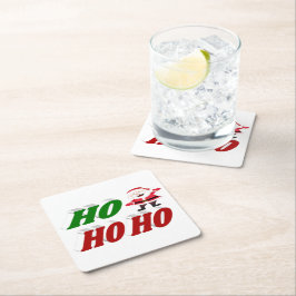 Ho Ho Ho Santa Claus Weihnachtstypografie Rechteckiger Pappuntersetzer