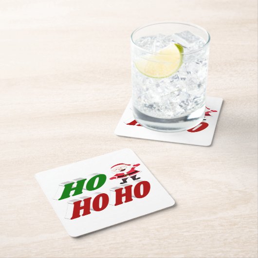 Ho Ho Ho Santa Claus Weihnachtstypografie Rechteckiger Pappuntersetzer (Vor Ort)