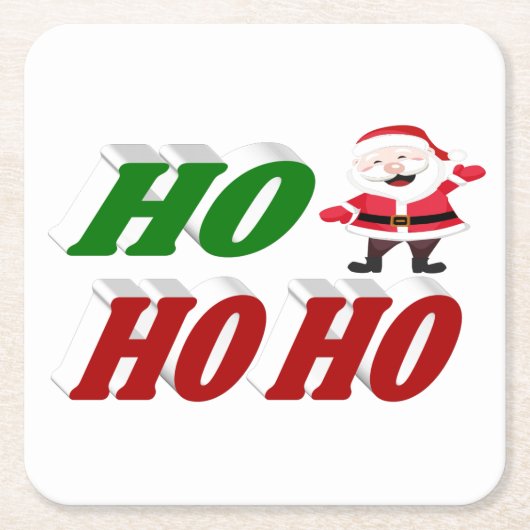 Ho Ho Ho Santa Claus Weihnachtstypografie Rechteckiger Pappuntersetzer (Vorderseite)
